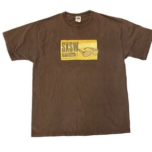 RARE 2005 Sxsw Brown Tee Print Pre-shrunk Cotton Knit Size XL